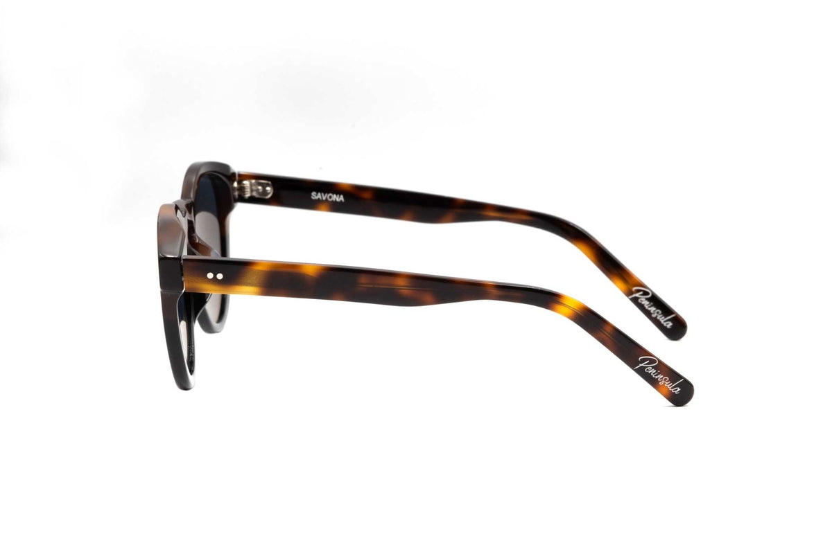 Savona Havana Nero unisex sunglasses with blue Zeiss lenses and acetate frame