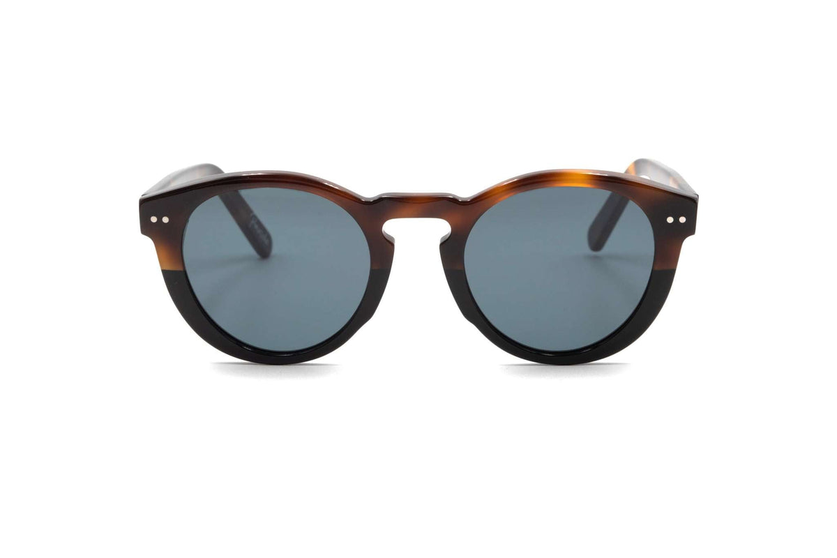 Savona Havana Nero unisex panto sunglasses with blue Zeiss lenses and sustainable acetate frame