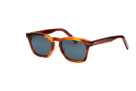 Genoa - Havana unisex square sunglasses with blue Zeiss lenses and keyhole bridge